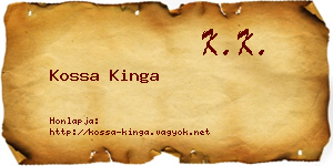 Kossa Kinga névjegykártya